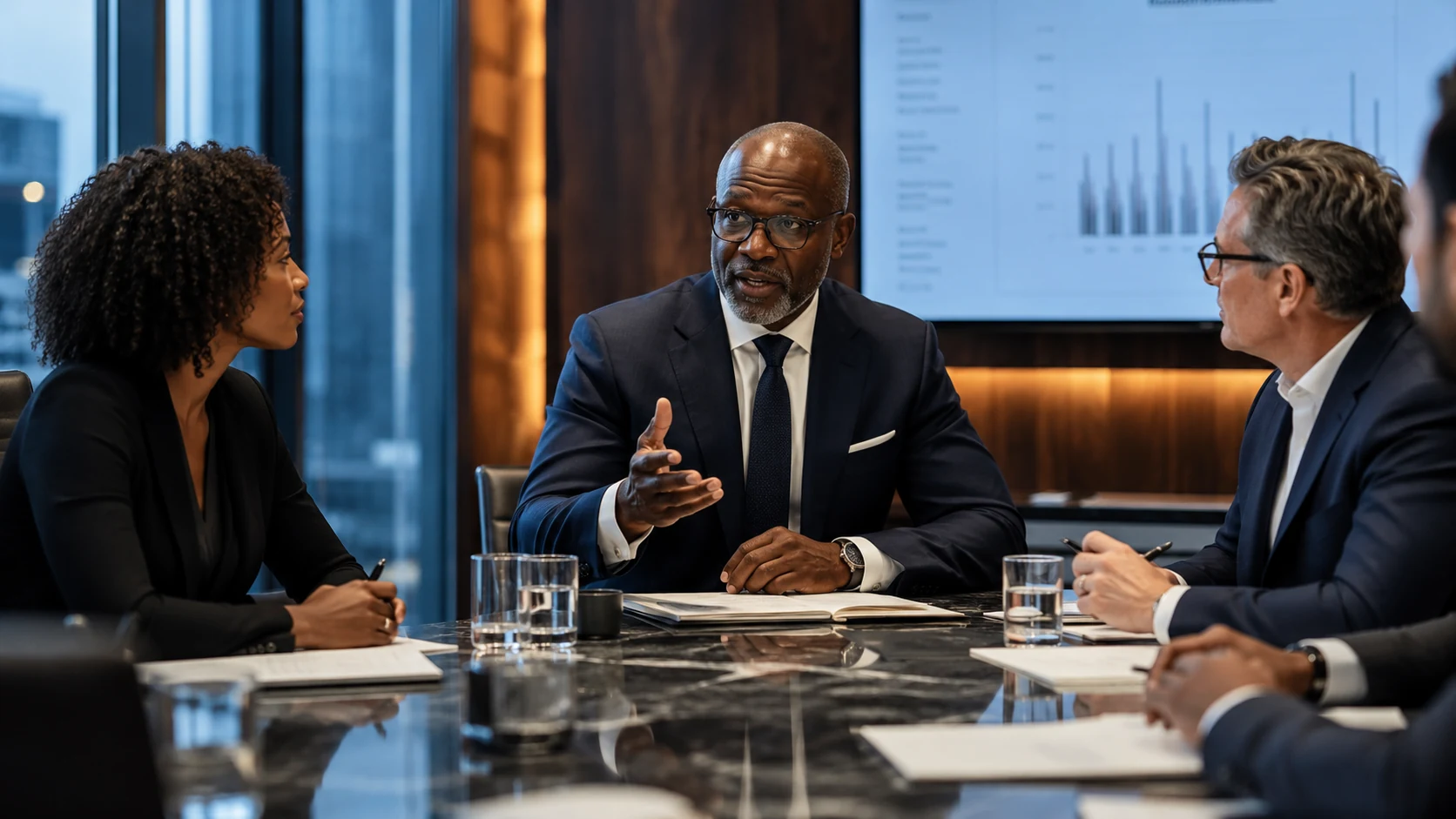 Executive strategy meeting in a premium boardroom