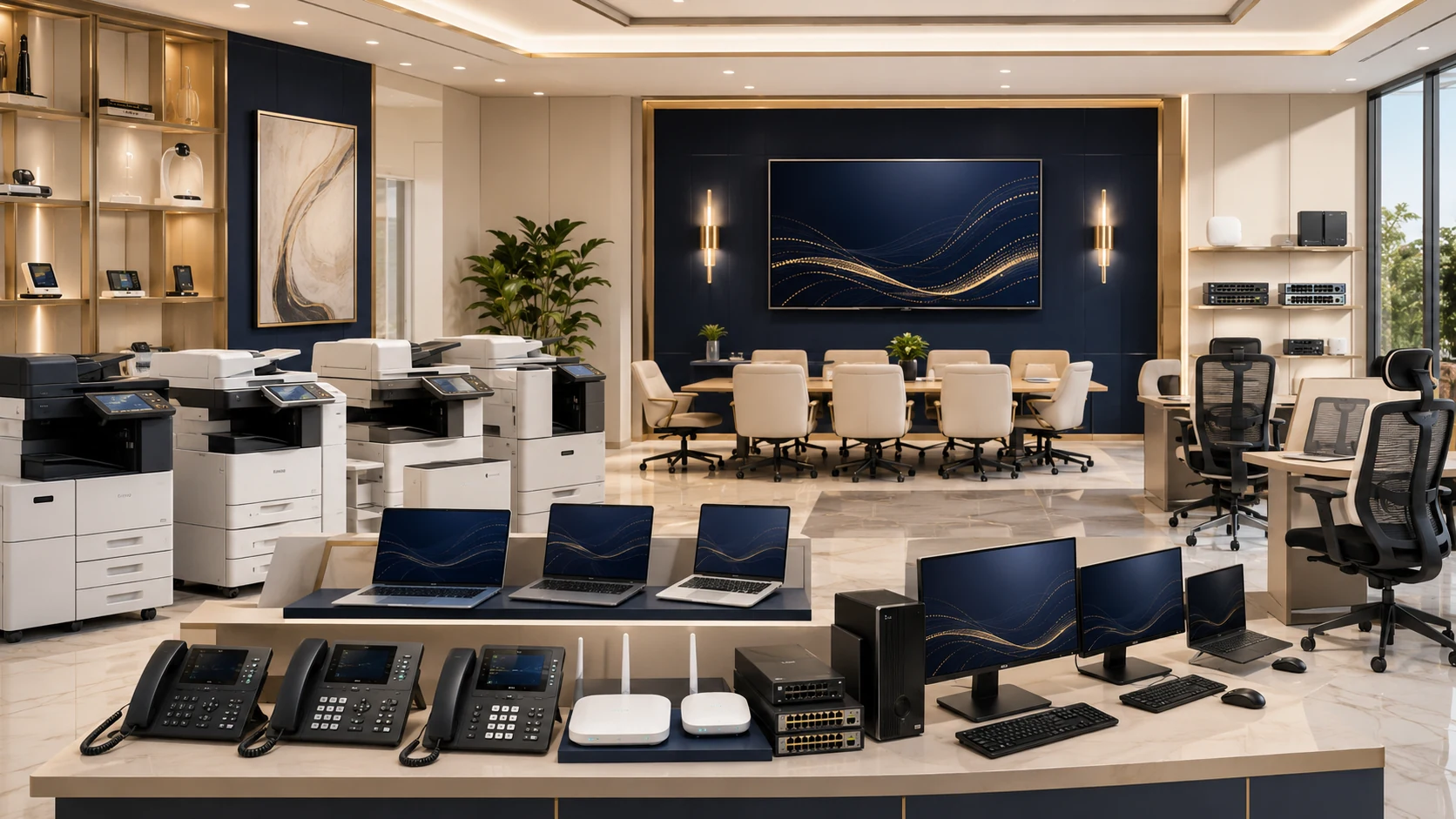 Premium office technology and digital infrastructure showroom